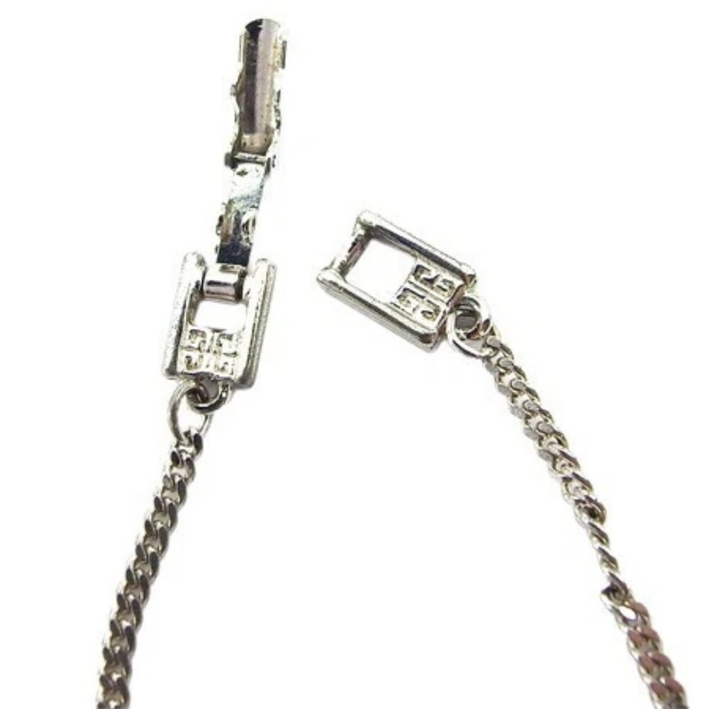 GIVENCHY Necklace 4G Logo Silver Hardware x Rhinestone Authentic - Picture 8 of 10